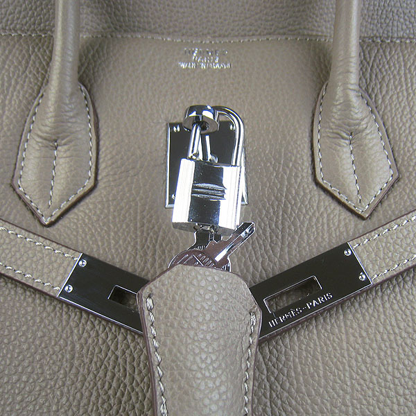 High Quality Fake Hermes Birkin 35CM Cattle Neck Veins Leather Bag khaki 6089 - Click Image to Close